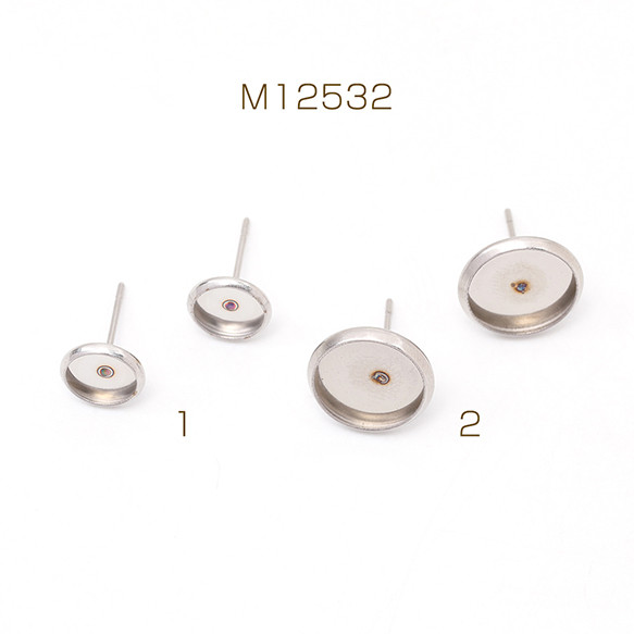 M12532-1  30個  丸皿ポストピアス ステンレス製 丸皿ピアス ピアス金具 シルバーカラー   3X（10ヶ）