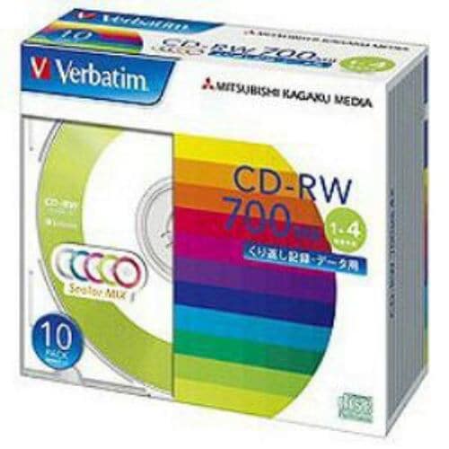 バーベイタム(Verbatim)Verbatim くり返し記録用 CD-RW SW80QM10V1 レーベル5色 1-4倍速 10枚