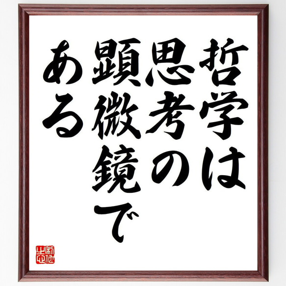 ヴィクトル・ユーゴーの名言「哲学は思考の顕微鏡である」額付き書道色紙／受注後直筆（Y6854）