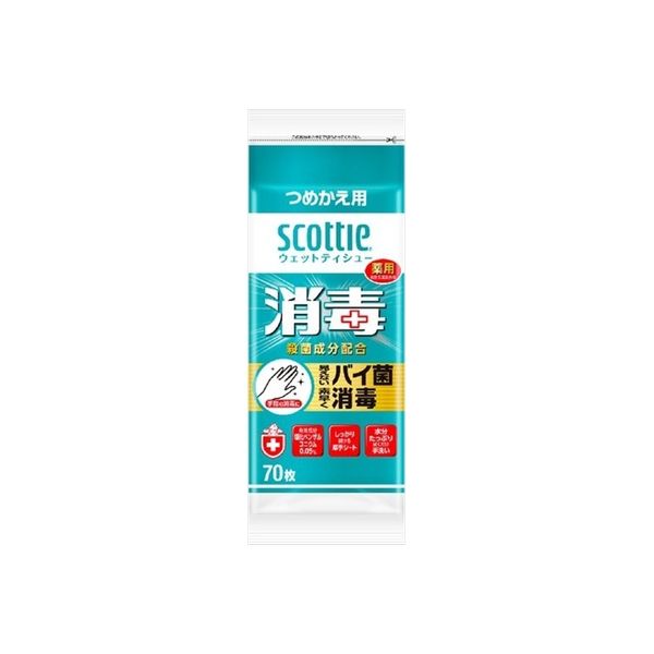 日本製紙クレシア スコッティウェット消毒つめかえ70枚 4901750770600 1セット（24個）（直送品）