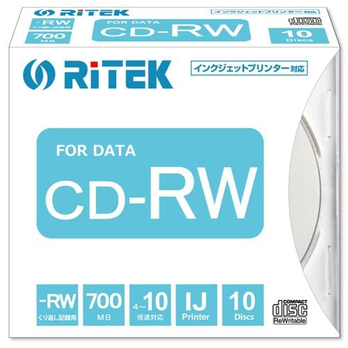 RiTEK CD-RW700.PW10P A データ用CD-RW700MB１０枚スリムケース ホワイト