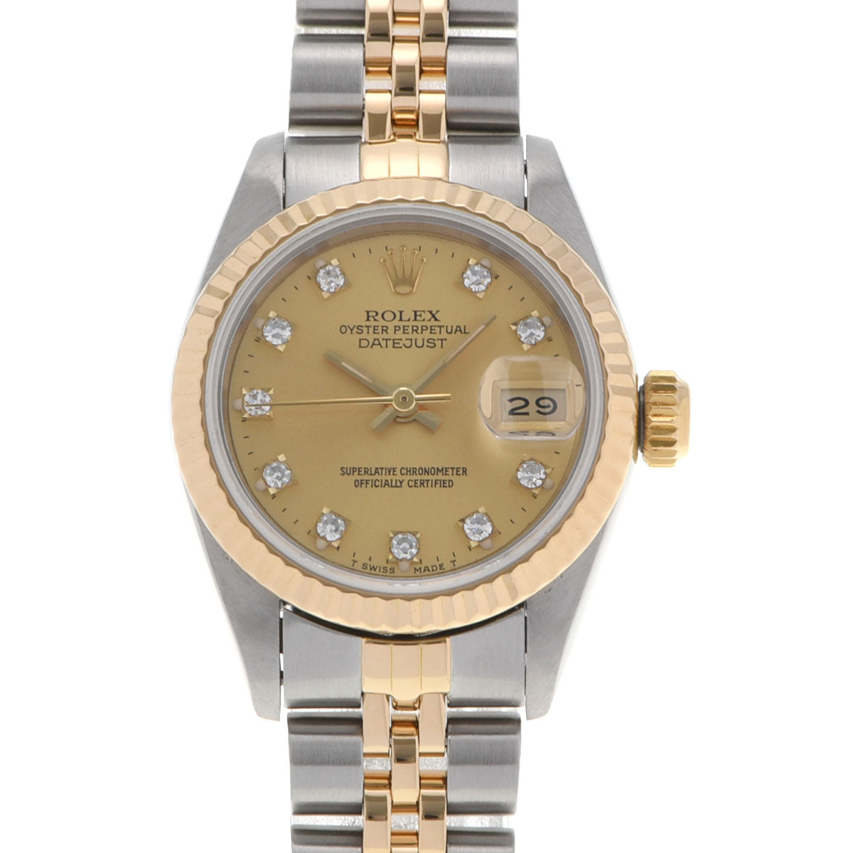 ROLEX ロレックス デイトジャスト 10Pダイヤ 69173G レディース YG/SS 腕時計 自動巻き シャンパン文字盤 Aランク 中古 