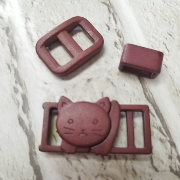 【送料無料】ブラウン〇CAT FACE BUCKLE SET〇2セット〇セーフティバックル〇猫