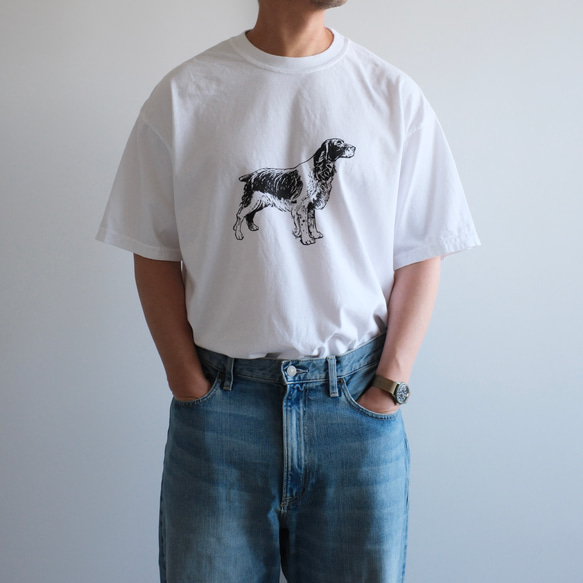 【期間限定 SALE 15%OFF】ヴィンテージライク オーバーシルエット半袖Tシャツ / DOG / ホワイト