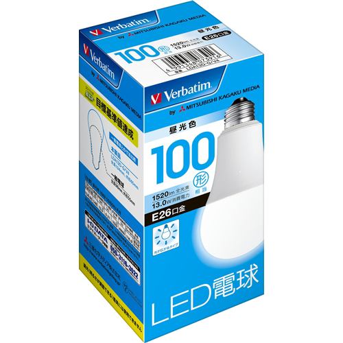 バーベイタム(Verbatim)LDA13DGV4 LED電球26口金 昼光色 100W相当