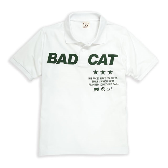 SCOPYネコポロシャツ「BAD CAT」 ホワイト