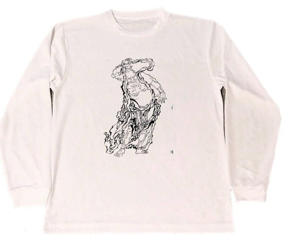 葛飾北斎　ドライ　Tシャツ　名画　絵画　浮世絵　アート　グッズ　HOKUSAI　UKIYOE　仁王　　ロング　ロンT