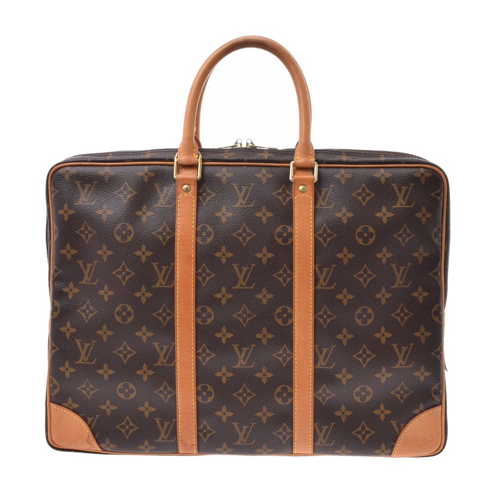 LOUIS VUITTON ルイヴィトン モノグラム ポルトドキュマン ヴォワヤージュ ブラウン M53361 メンズ ビジネスバッグ Bランク 中古 