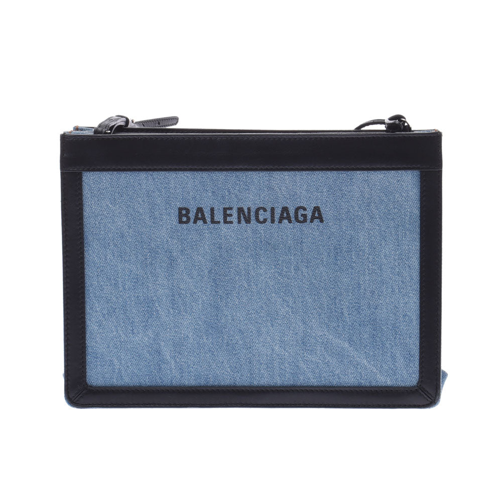 BALENCIAGA バレンシアガ ネイビーポシェット デニム 339937 レディース キャンバス/レザー ショルダーバッグ Aランク 中古 