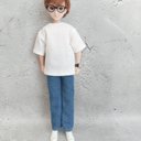 はるとくん 服　ピュアニーモ男の子XL　共通サイズ　リカちゃんボーイフレンド シンプル白Tシャツ　デニムパンツ(太めシルエット）