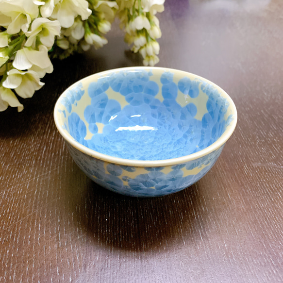 京焼・清水焼 花結晶 ふくりん茶碗(大) 縹