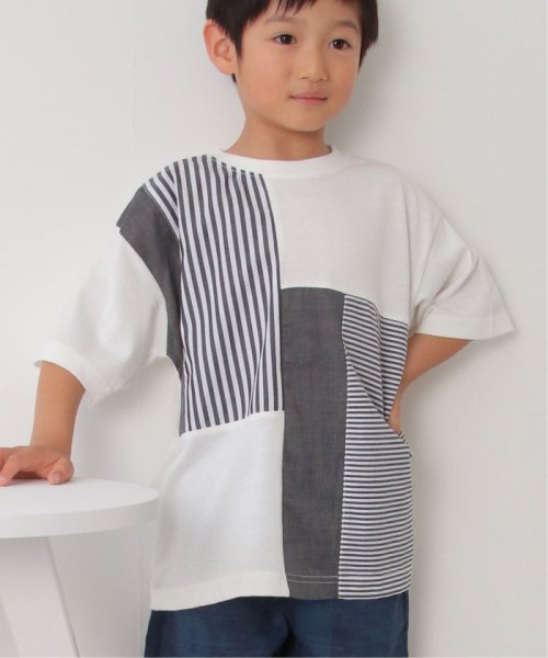 ストライプ布帛切り替えTシャツ（120〜160cm）