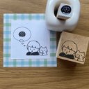 ■受注制作■【眺めるふたり】イラストはんこ　3cm角　ラバースタンプ