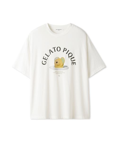 【接触冷感】【HOMME】レーヨンベアケーキモチーフTシャツ