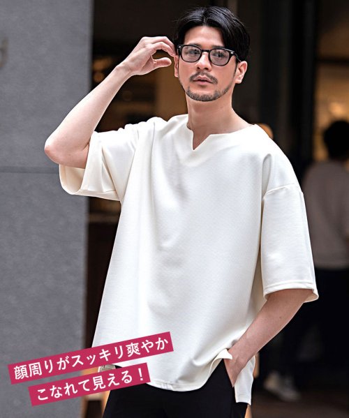 CavariA キーネック半袖Tシャツ