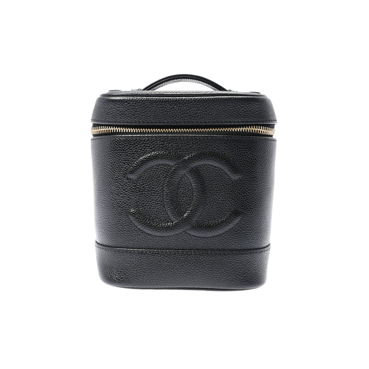 CHANEL シャネル 縦型バニティ 黒 ゴールド金具 レディース キャビアスキン ハンドバッグ Aランク 中古 