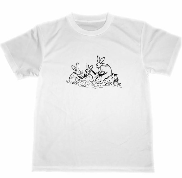 鳥獣戯画　ドライ　Tシャツ　ウサギ　鹿　シカ　兎　アニマル　動物　グッズ