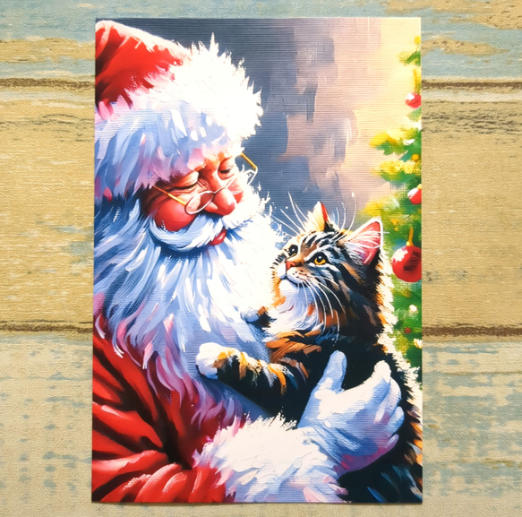 【クリスマスカード】Santa and a Cat