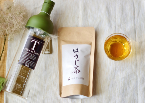 夏はボトルで水出し！杉山貢大農園の「ほうじ茶50g」&茶こし付き耐熱ボトルセット