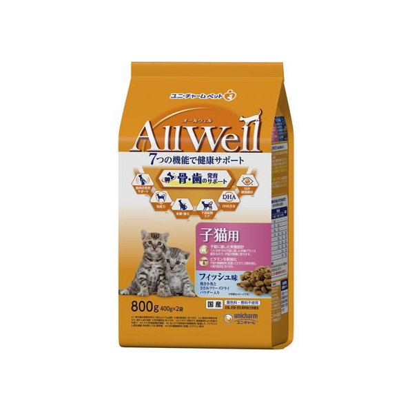 ユニ・チャーム AllWell 子猫用 フィッシュ味 800g FC099RK