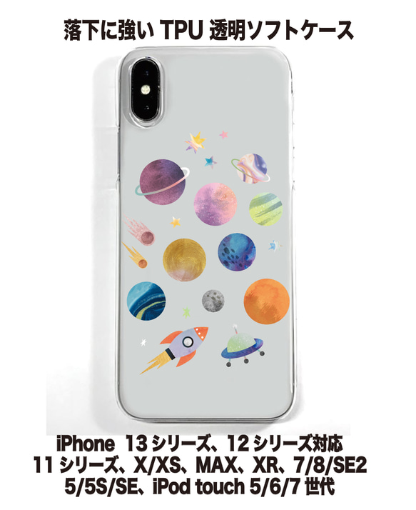 送料無料 iPhone15シリーズ対応 ソフトケース 惑星1