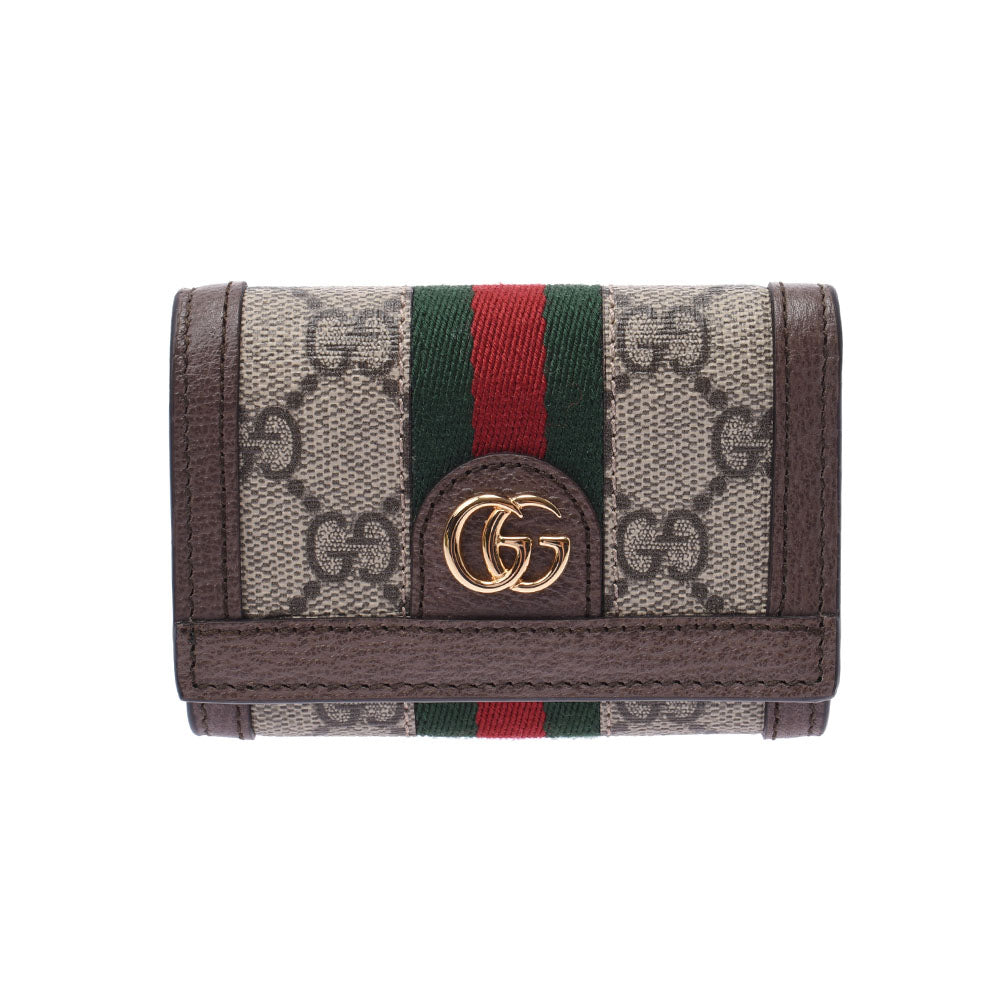 【2024年最新】 GUCCI グッチ コンパクトウォレット オフィディア ベージュ系/茶 644334 レディース GGスプリームキャンバス レザー 三つ折り財布 未使用 _画像1