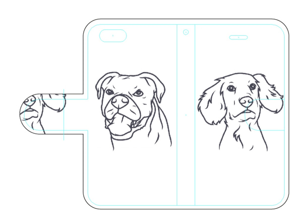 新品送料無料 iPhoneケース 手帳型 犬のイラスト シンプル