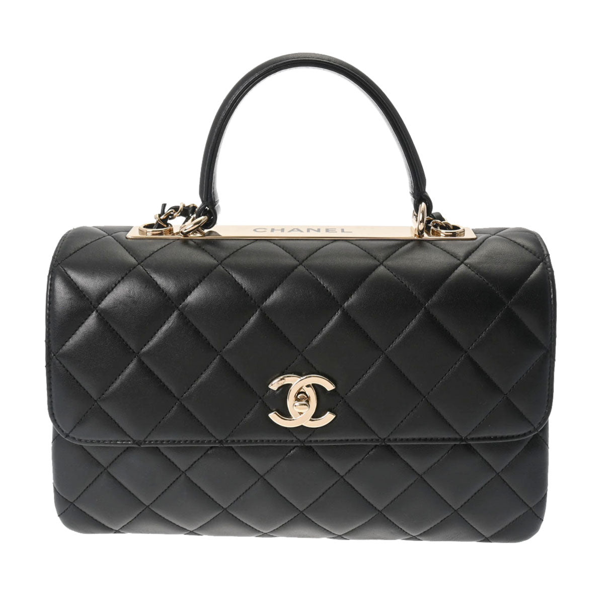 CHANEL シャネル マトラッセ トレンディCC トップハンドルバッグ 30cm 2WAY 黒 ゴールド金具 A69923 レディース ラムスキン ショルダーバッグ Aランク 中古 