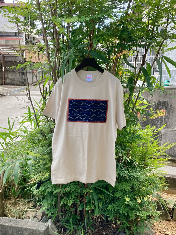 618 size M 襤褸　tシャツ 古布　リメイク　藍染　藍染め　パッチワーク　刺し子　ヴィンテージ　オリジナル