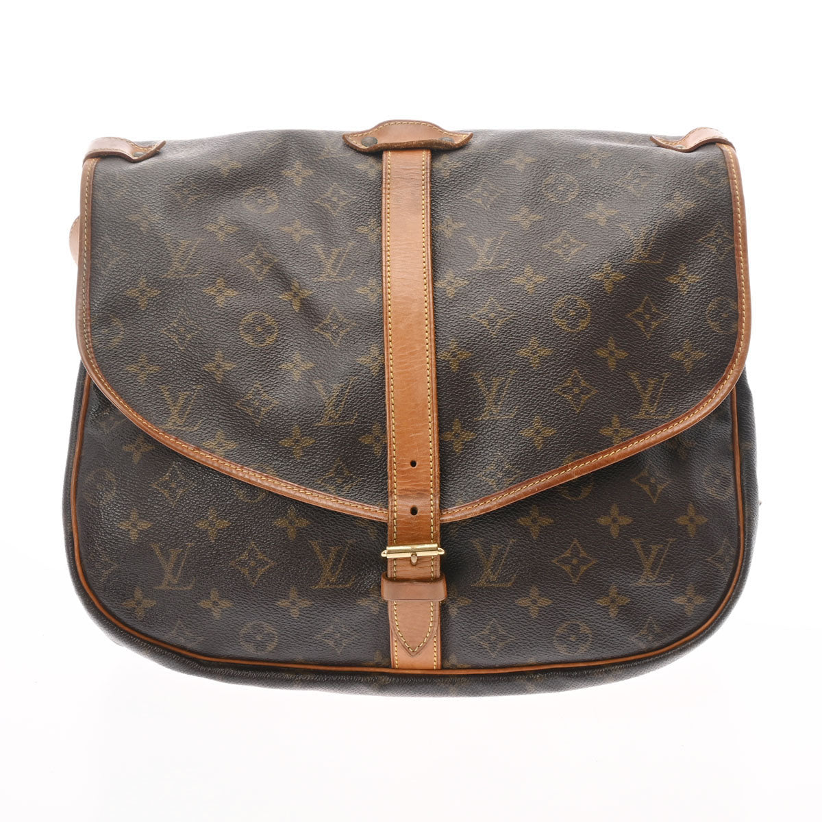 LOUIS VUITTON ルイヴィトン モノグラム ソミュール 35 ブラウン M42254 レディース モノグラムキャンバス ショルダーバッグ Bランク 中古 