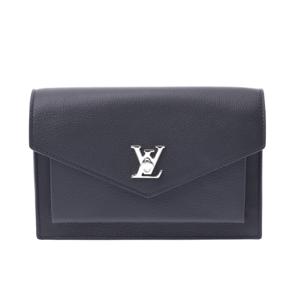 LOUIS VUITTON ルイヴィトン ポシェット ロックミーチェーン 黒 シルバー金具 M63471 レディース レザー ショルダーバッグ 新同 中古 