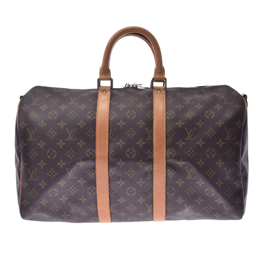 【年末の贈り物】LOUIS VUITTON ルイヴィトン モノグラム キーポル45 ブラウン M41418 ユニセックス ボストンバッグ Bランク 中古 _画像1