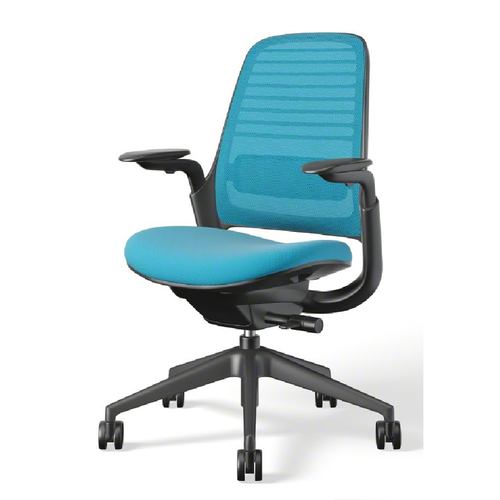 大塚家具 Steelcase(スチールケース)デスクチェア「シリーズ1」ブラックフレーム 座ブルージェイ