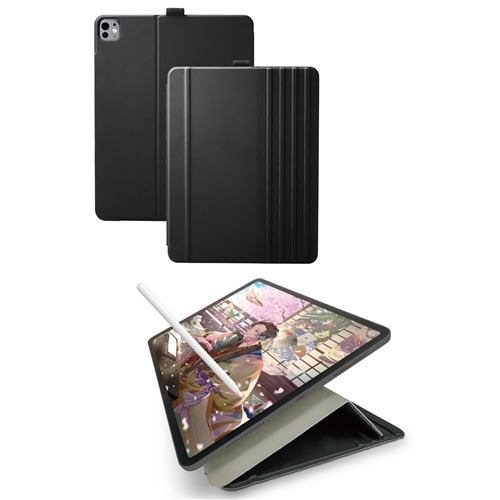 エレコム TB-A24PLWVDBK 13インチiPad Pro(M4) フラップケース ソフトレザー ドローイング 8アングル スリープ対応