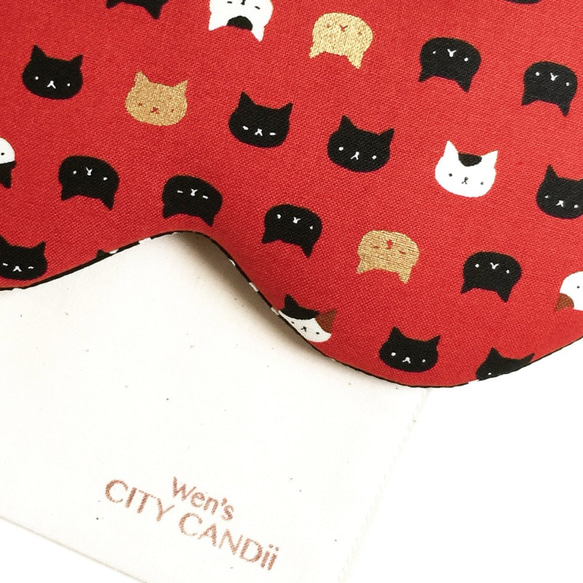 Night Cat Sleep Mask - Red (Adjustable Elastic Band)