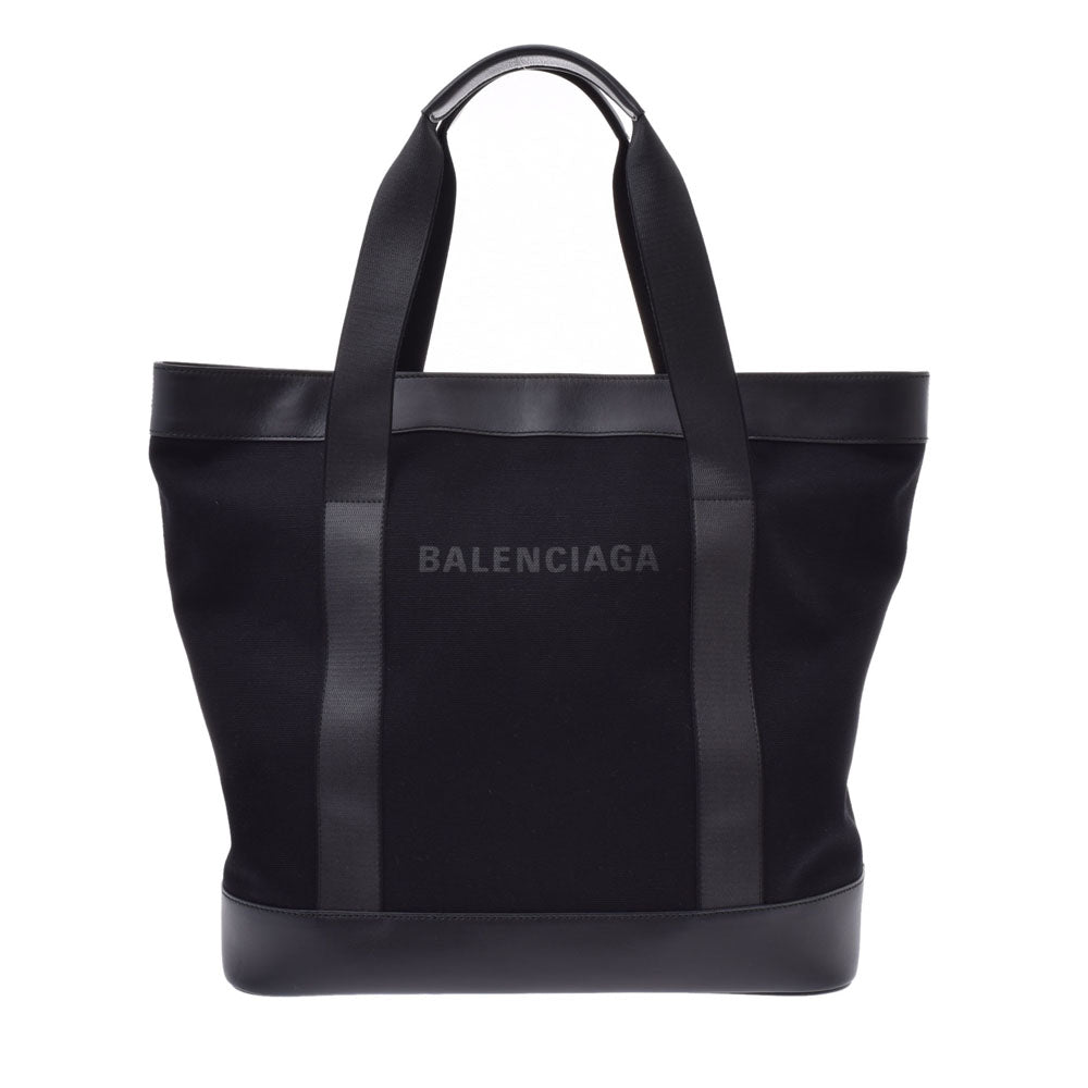 BALENCIAGA バレンシアガ ネイビートート 黒 ユニセックス キャンバス/レザー トートバッグ Aランク 中古 