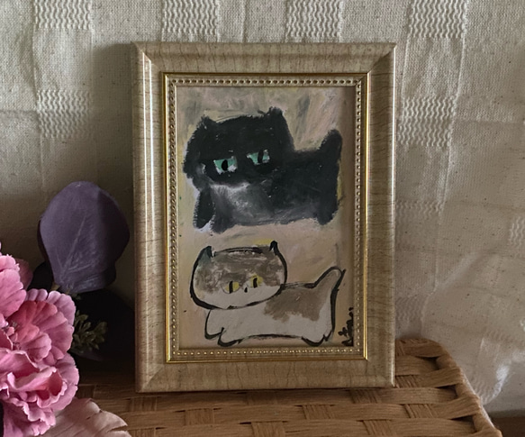 絵画。原画手描き【楽しく遊ぶ猫たち】04