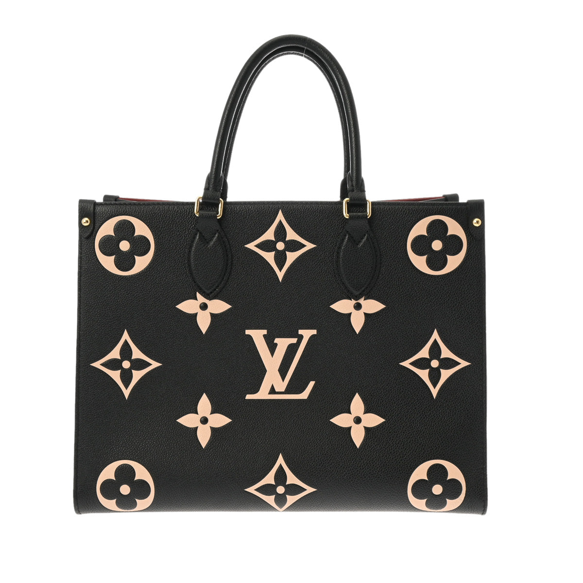 LOUIS VUITTON ルイヴィトン モノグラムアンプラント オンザゴー MM 2WAYトート 黒/ベージュ M45495 レディース レザー ハンドバッグ Aランク 中古 