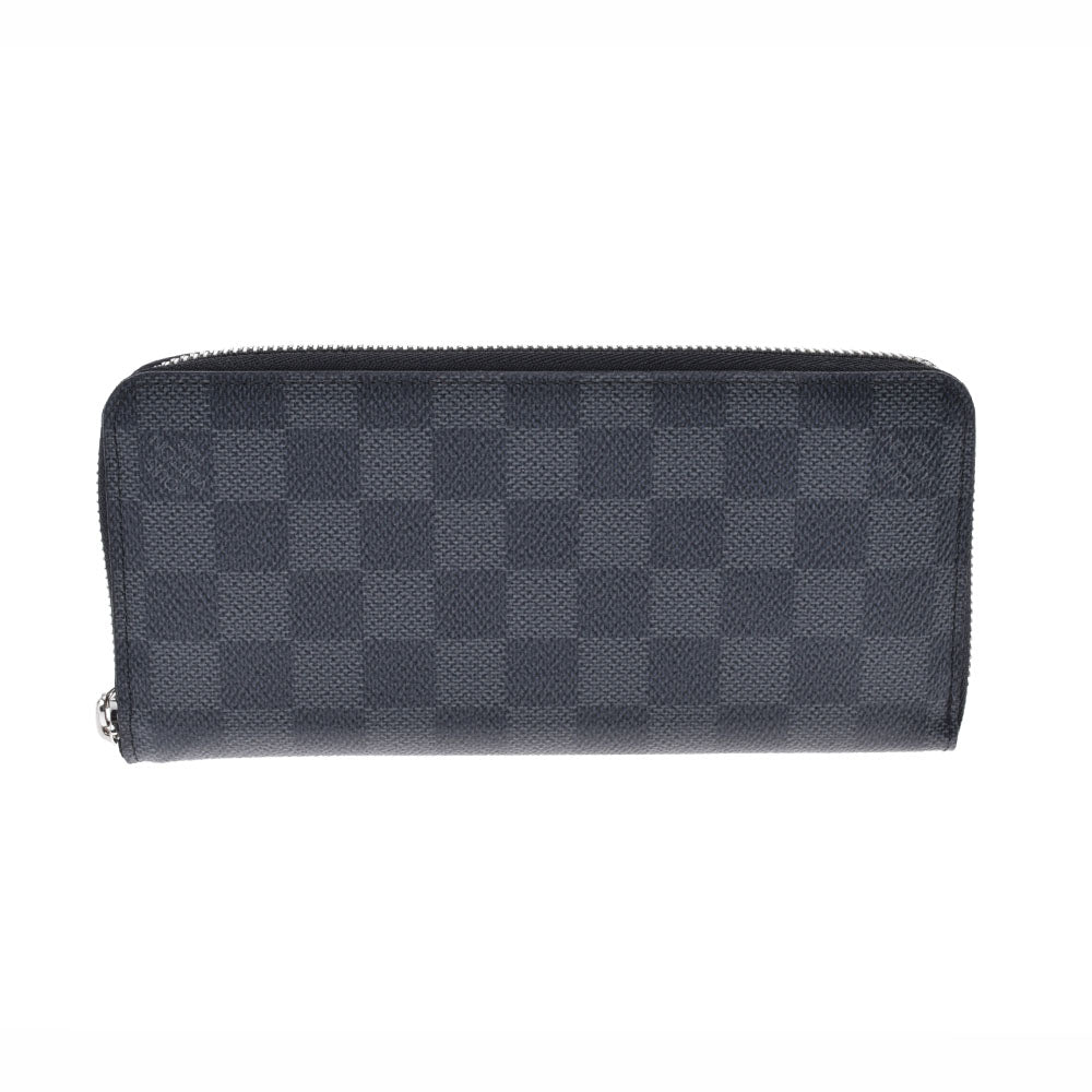 LOUIS VUITTON ルイヴィトン グラフィット ジッピーウォレットヴェルティカル 黒/グレー N63095 メンズ ダミエグラフィットキャンバス 長財布 Aランク 中古 