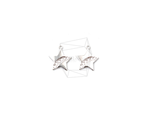 PDT-2258-R【2個入り】CZスターペンダント,Cubic Zirconia Setting Star