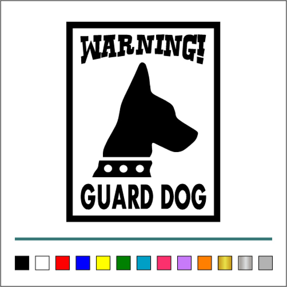 番犬【 WARNINGA GUARD DOG 】012 ステッカー 右向き【カラー選択可】 送料無料♪