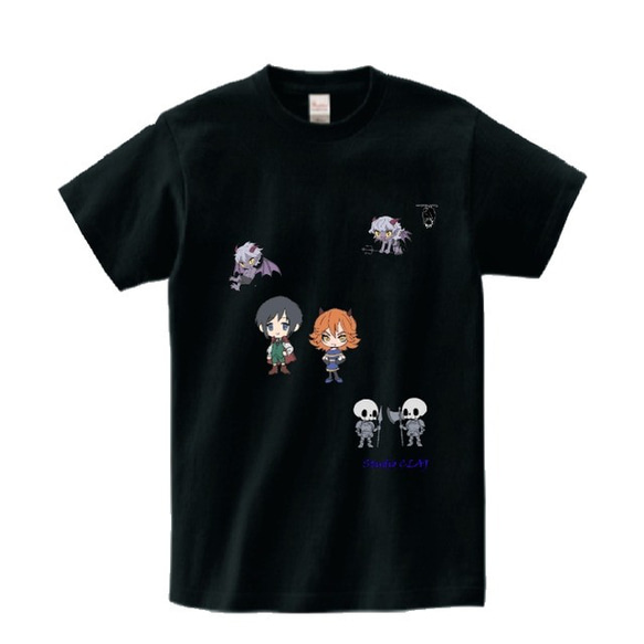 シンシアとエドワードⅢ黒：プリントスターTシャツ（メンズ：ブラック）XLまで