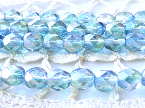 FP 霞青緑　チェコビーズCzech Glass Beads１０個