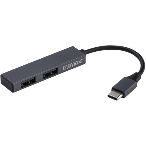 ナカバヤシ UH-C2562GY USB2.0Type-C2ポート変換ハブ グレー UHC2562GY