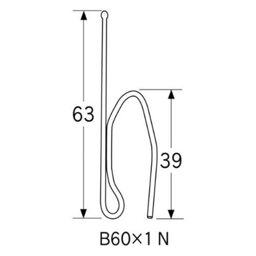 カーテン用フック プリーツフックB60X1 シルバー 10本入り