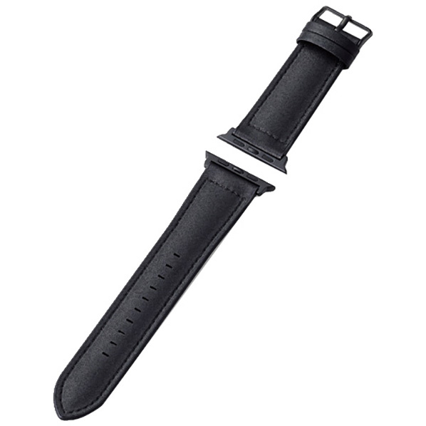 エレコム Apple Watch(45/44/42mm)用ハイブリッドレザーバンド ブラック AW-45BDLHVBK