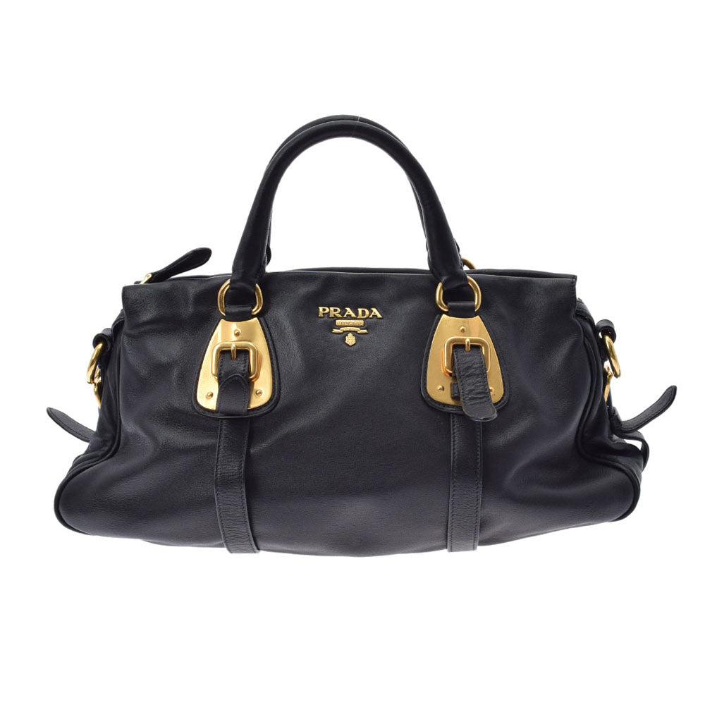 PRADA プラダ アウトレット 黒 ゴールド金具 BN1903 レディース レザー ハンドバッグ Bランク 中古 