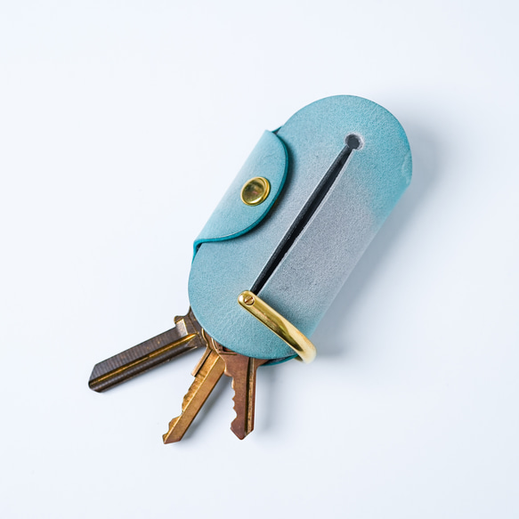 SLIDE COMPACT KEY CASE [ skyblue & gray gradation ]