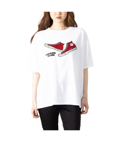 [大きいサイズ] CONVERSE コンバース シューズナイロンアップリケ半袖Tシャツ クイーンサイズ 3285－3723