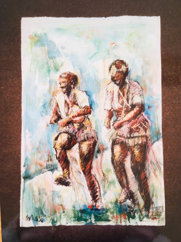 *絵画アート *African Dance(95)インテリア 壁掛け 手描き  パステル画03